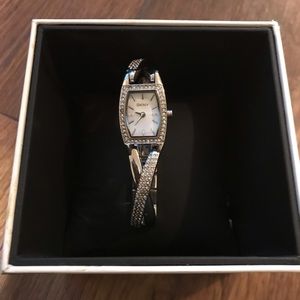 DKNY Crossover Strap Sparkly Twist Silver Watch